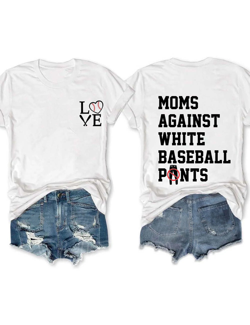Moms Against White Baseball Pants T-Shirt