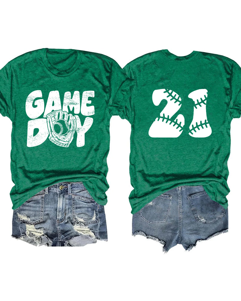 Game Day Baseball Personalized Number T-shirt