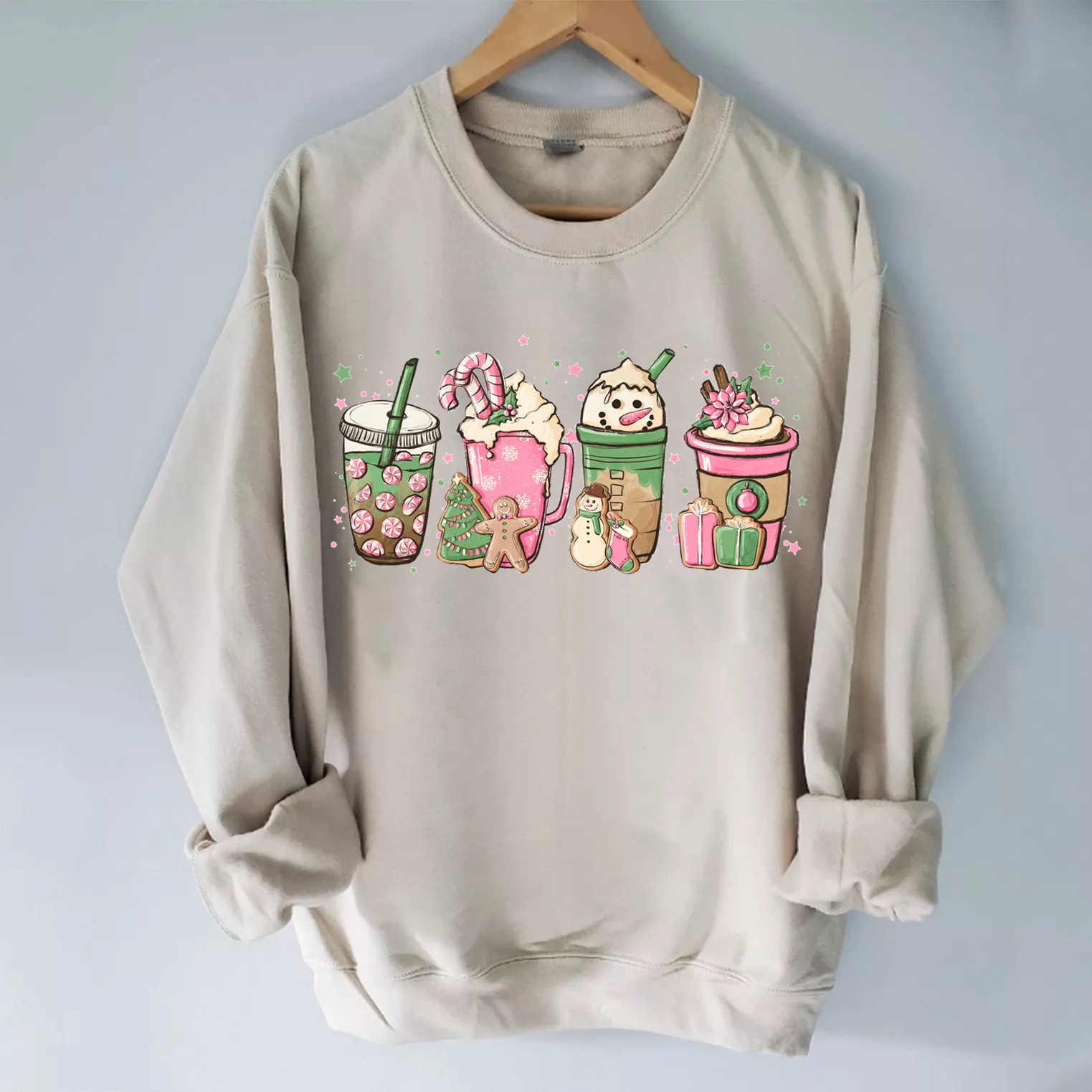 Pink Christmas Coffee Sweatshirt-Shehaha