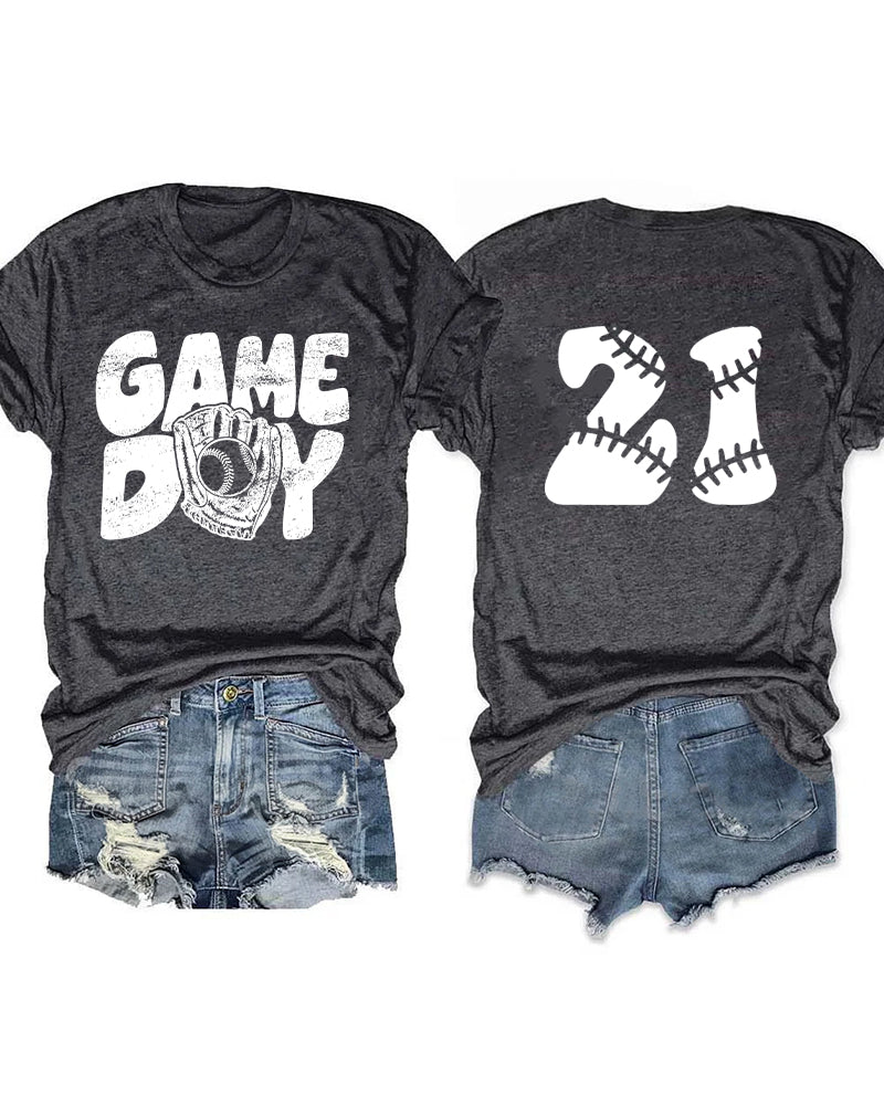 Game Day Baseball Personalized Number T-shirt
