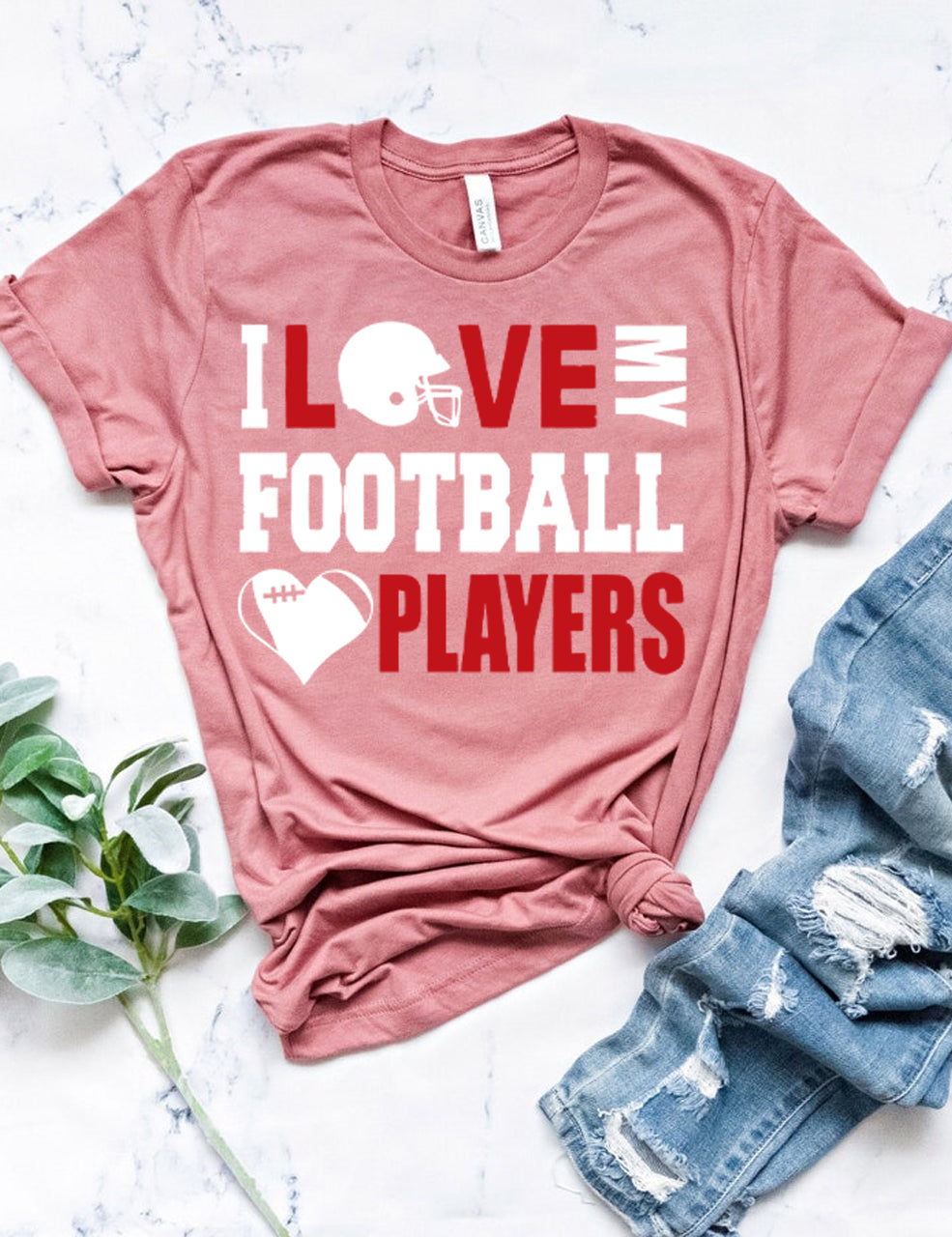 I Love My Football Players Football Mom Personalized Name T-shirt