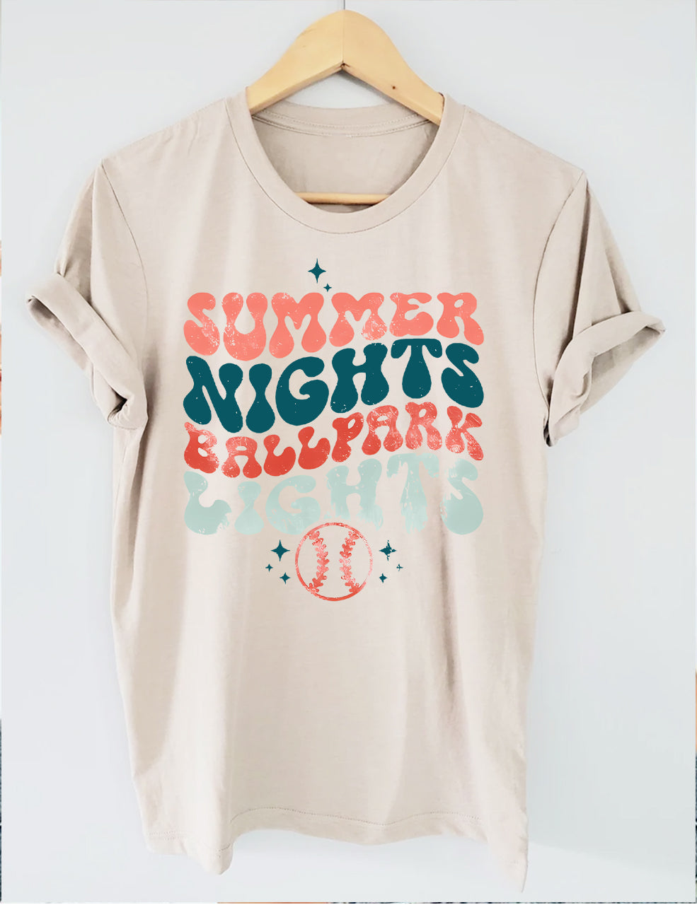 Summer Nights Ballpark Lights Baseball T-shirt