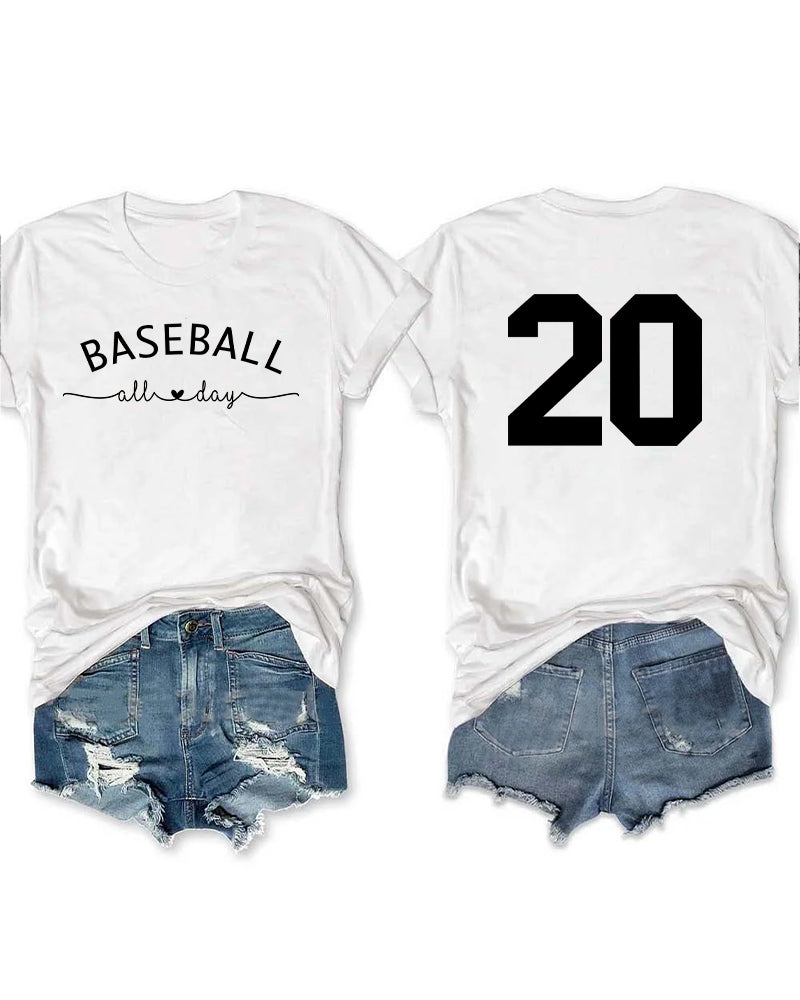 Baseball All Day Customized Number T-shirt
