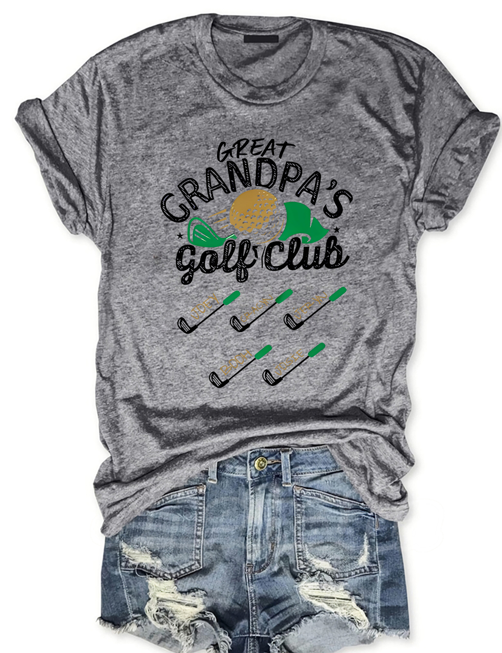 Personalized Grandpa Golf Club Tshirt With Grandkids Names