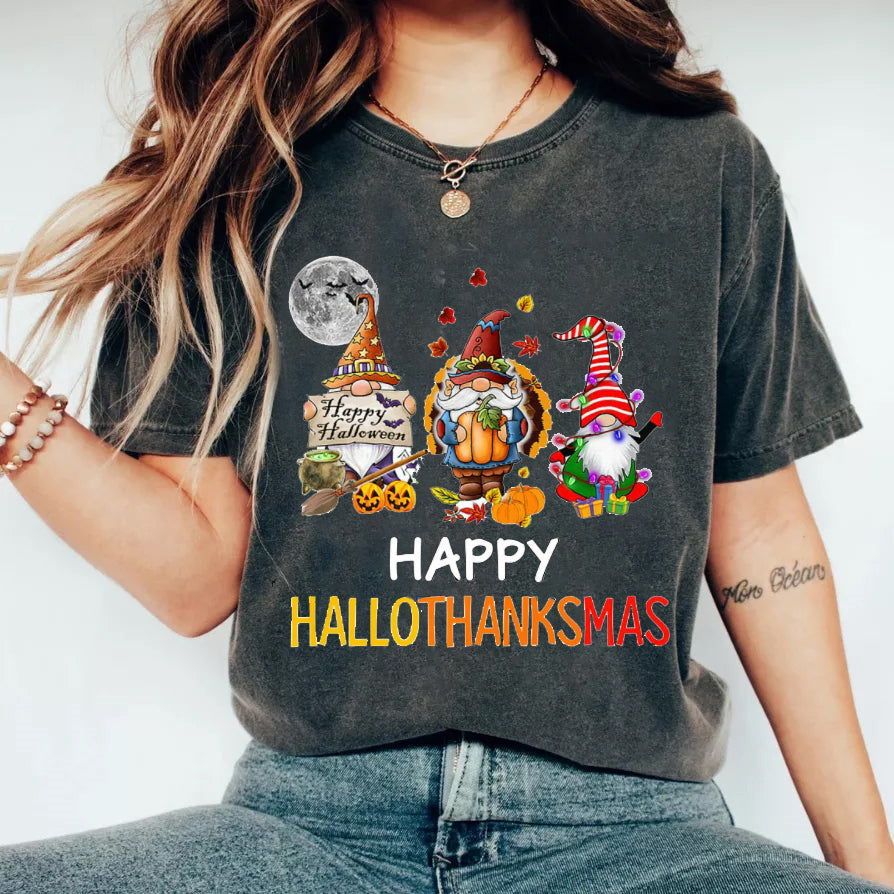 Happy Hallothanksmas T-Shirt-ShesWon