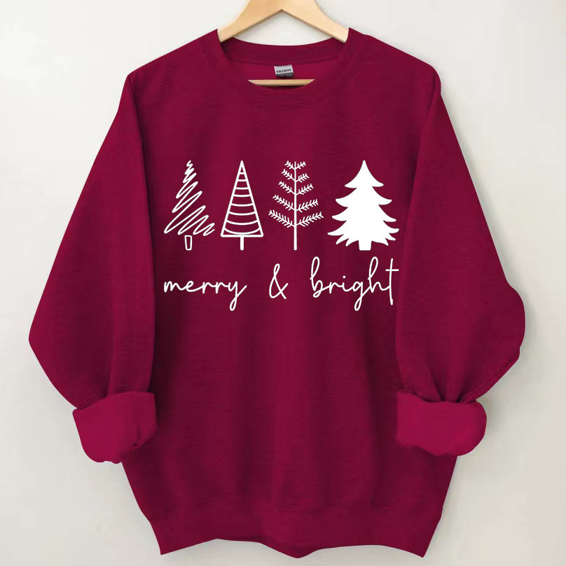 Merry & Bright Christmas Trees Sweatshirt-Shehaha