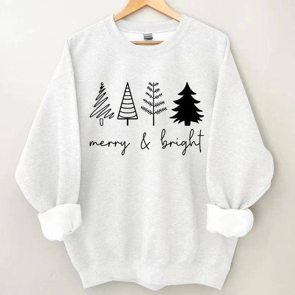 Merry & Bright Christmas Trees Sweatshirt-Shehaha