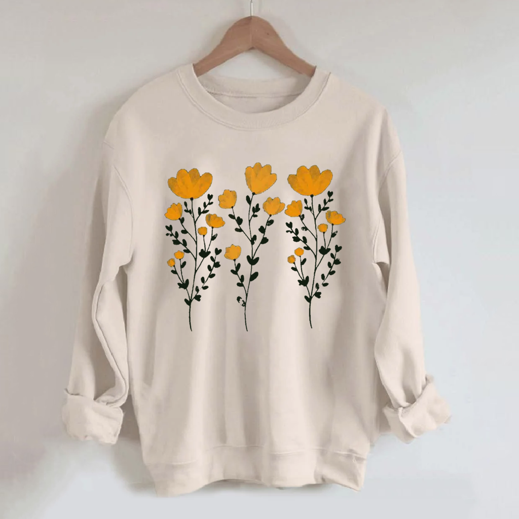 Yellow Flowers and Stems Sweatshirt