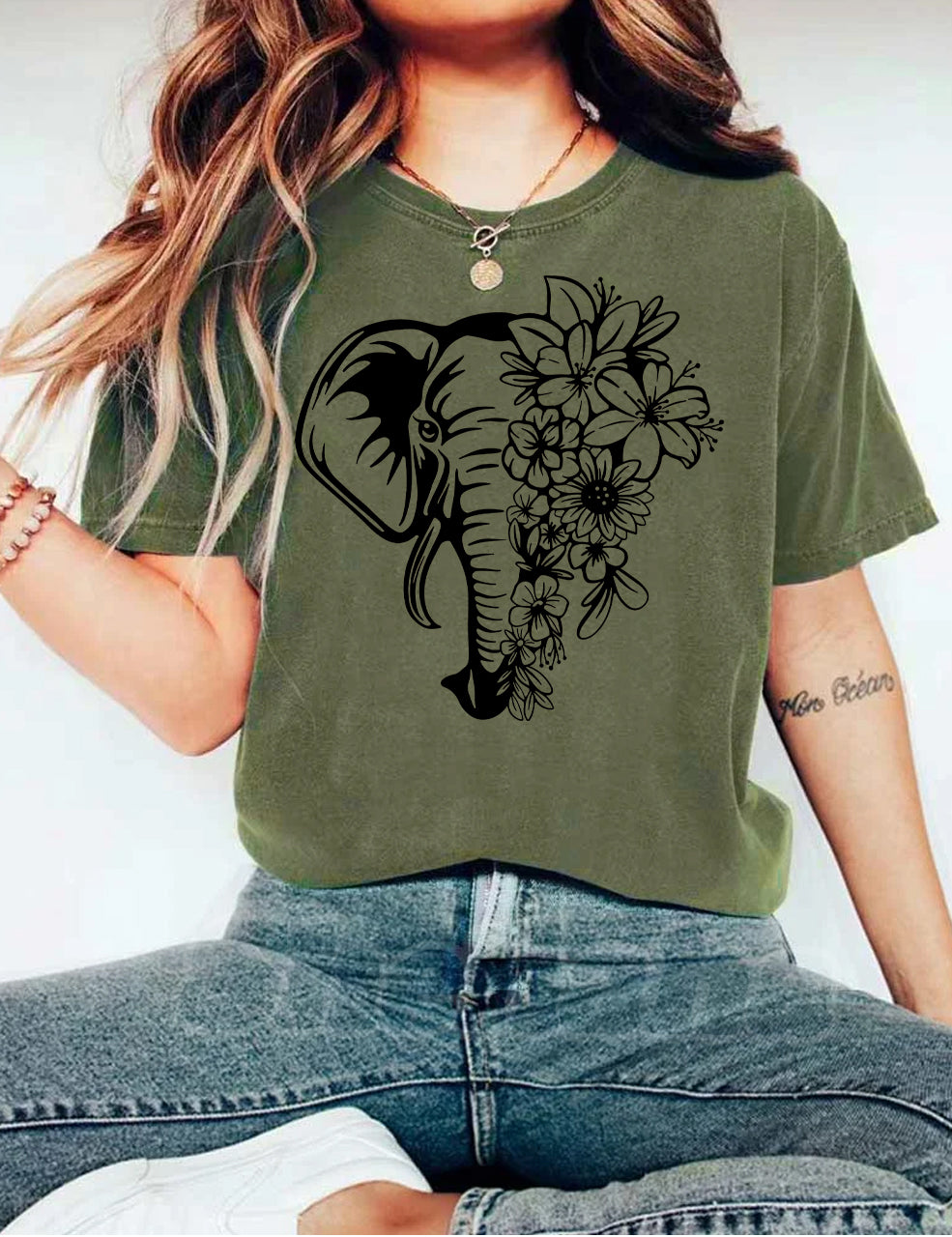 Floral Elephant T-shirt
