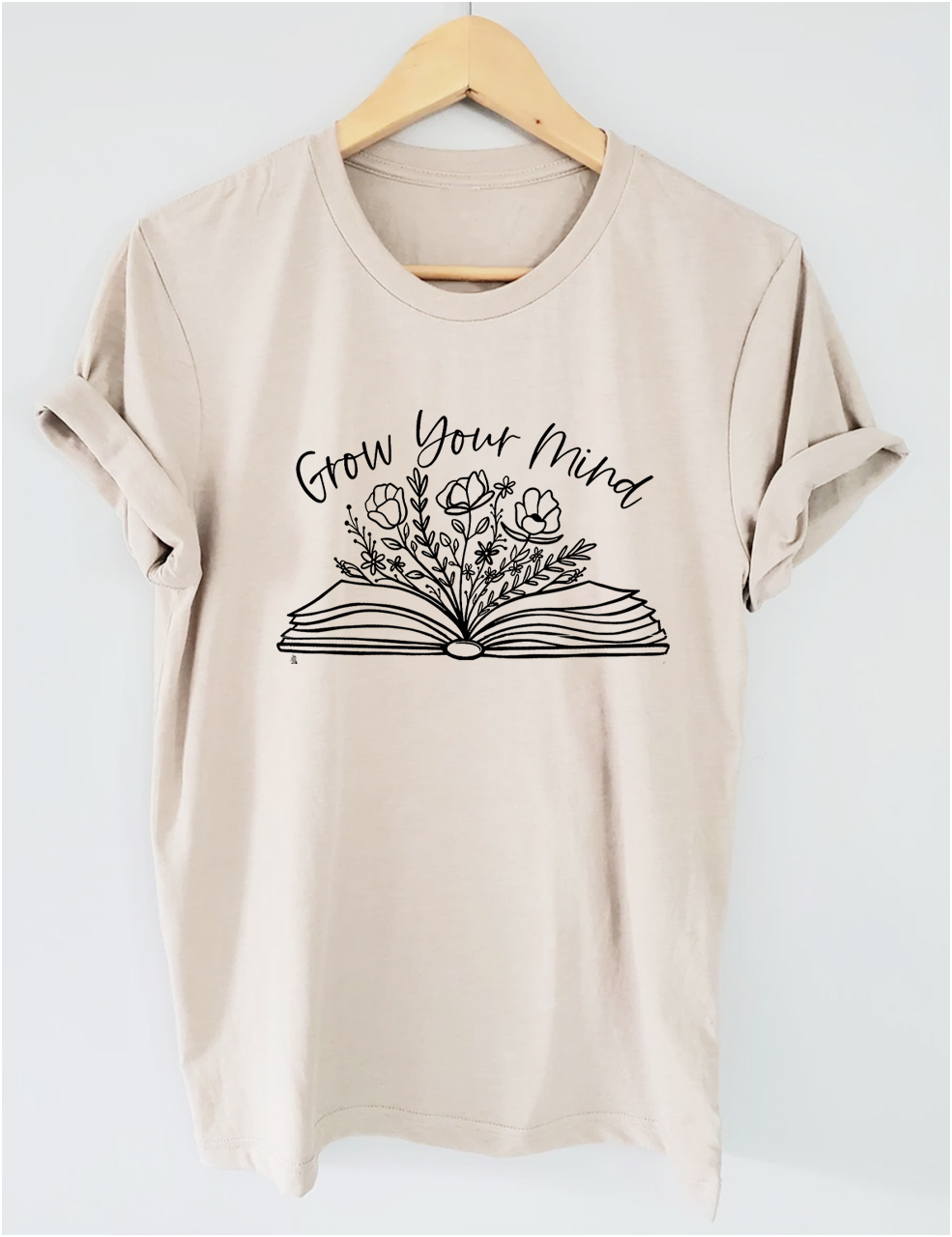 Grow Your Mind Floral Book T-Shirt