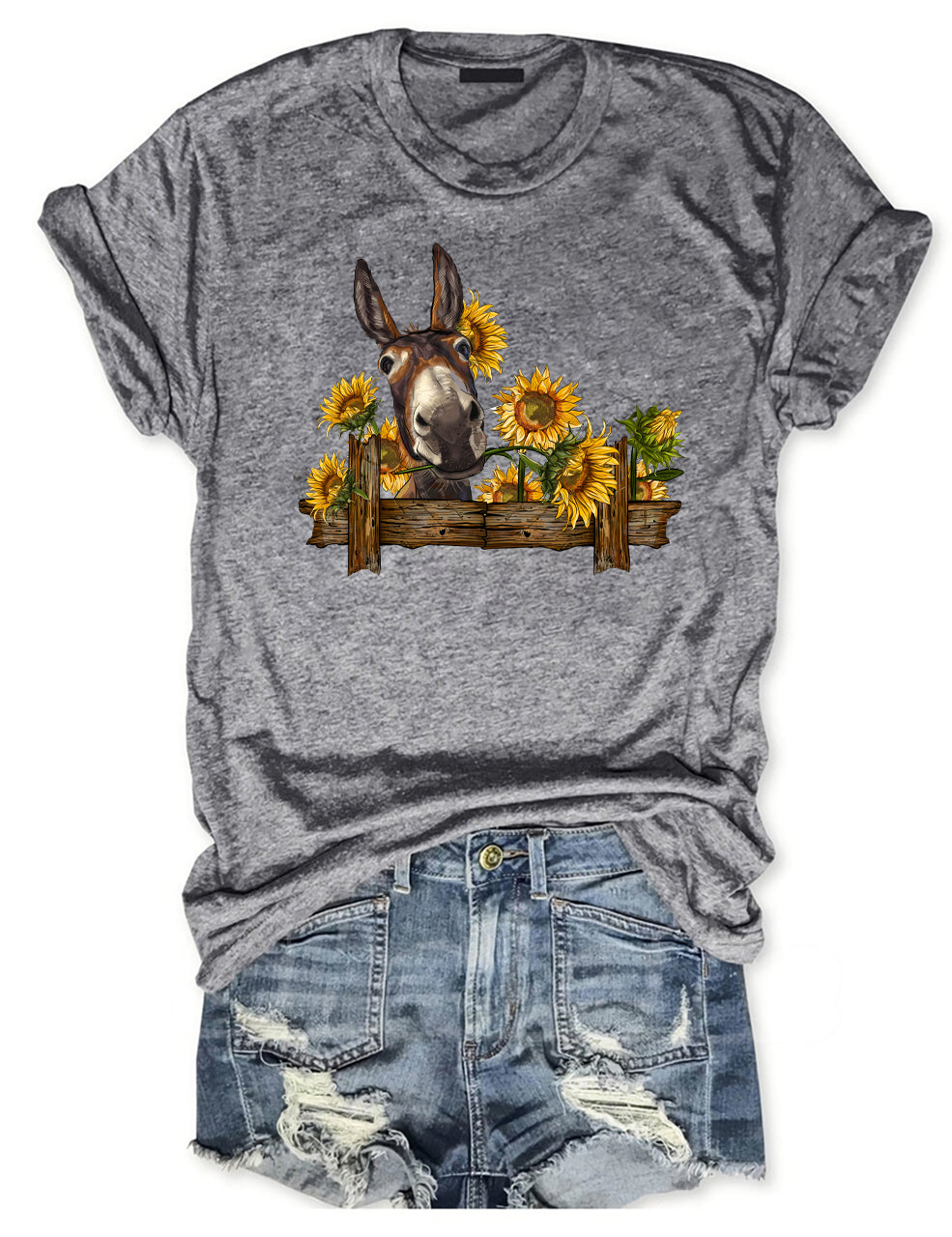 Donkey With Sunflowers T-shirt