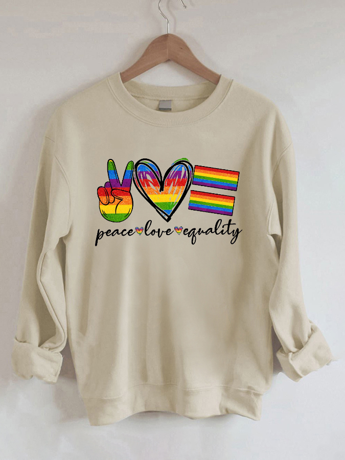 Peace Love Equality Rainbow Flag Sweatshirt-Shehaha