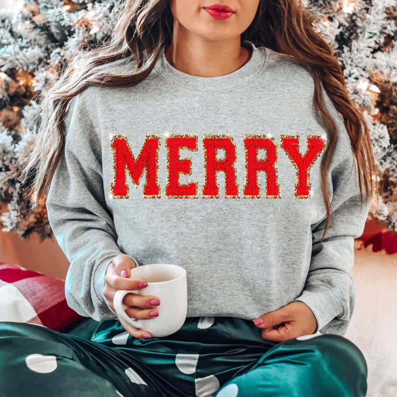 Chenille Patch Christmas Sweatshirt