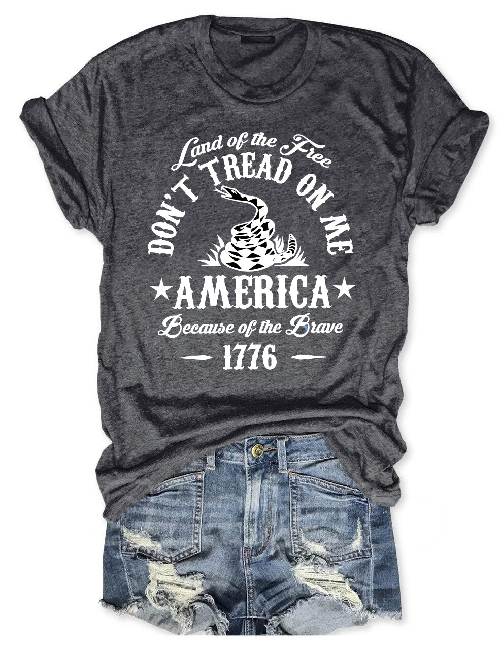 Land Of The Free Don't Tread On Me America Because Of the Brave 1776 T-shirt