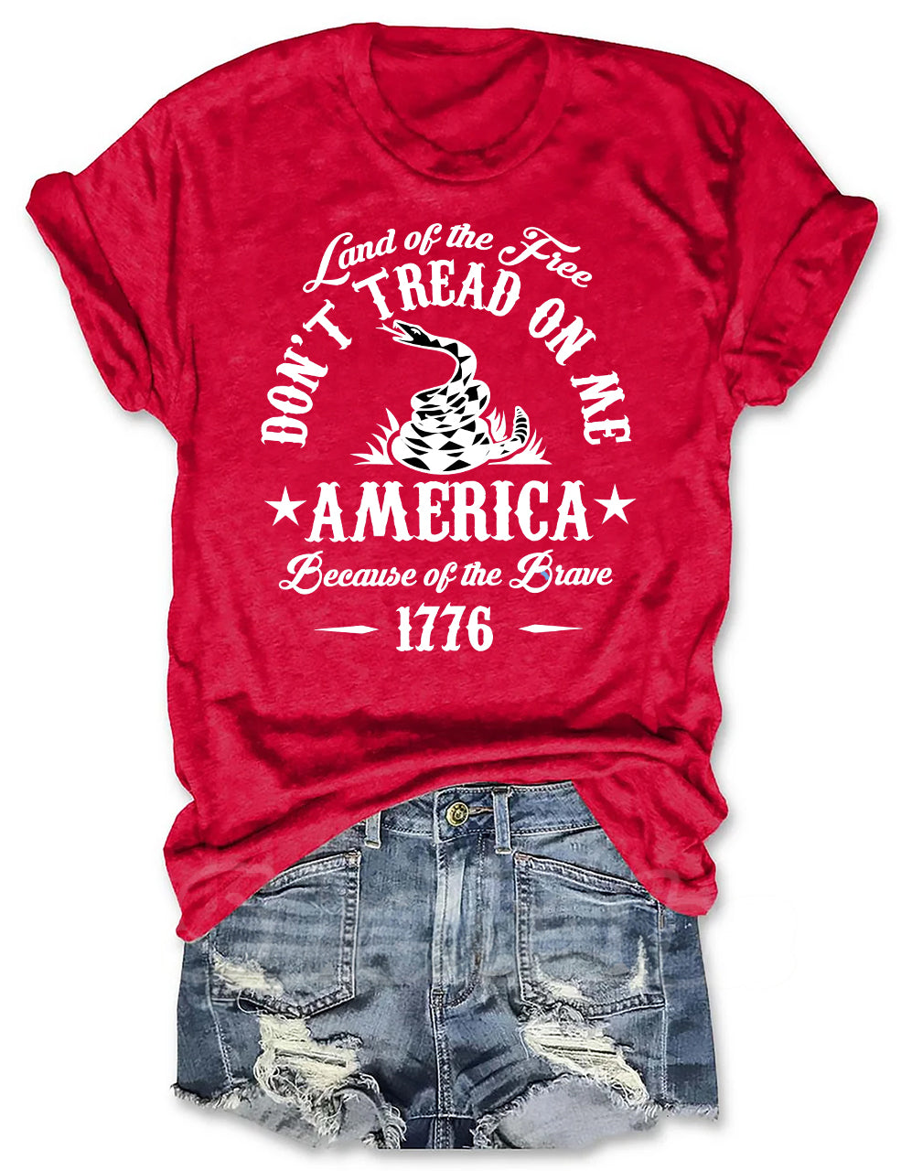 Land Of The Free Don't Tread On Me America Because Of the Brave 1776 T-shirt