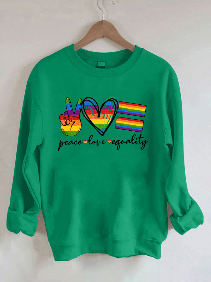 Peace Love Equality Rainbow Flag Sweatshirt-Shehaha