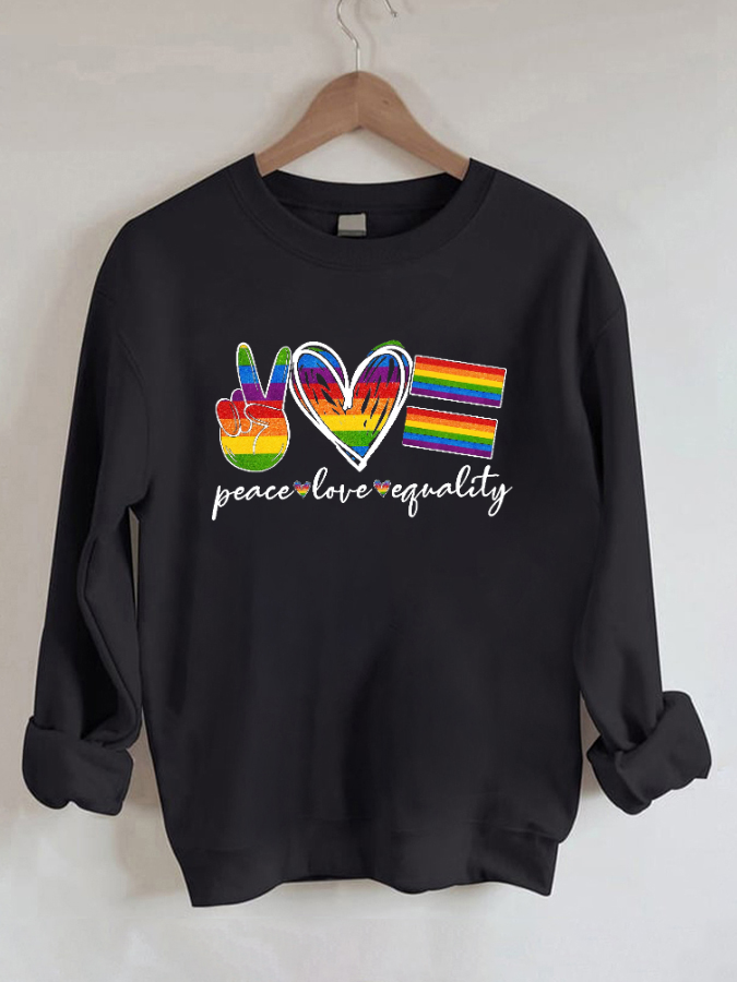 Peace Love Equality Rainbow Flag Sweatshirt-Shehaha