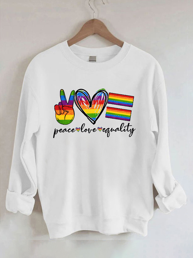 Peace Love Equality Rainbow Flag Sweatshirt-Shehaha