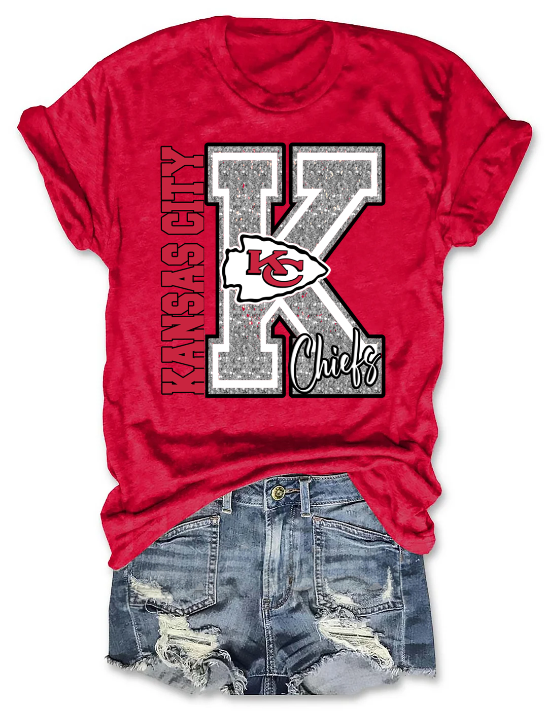 Bling Kansas City KC Chiefs Football T-Shirt