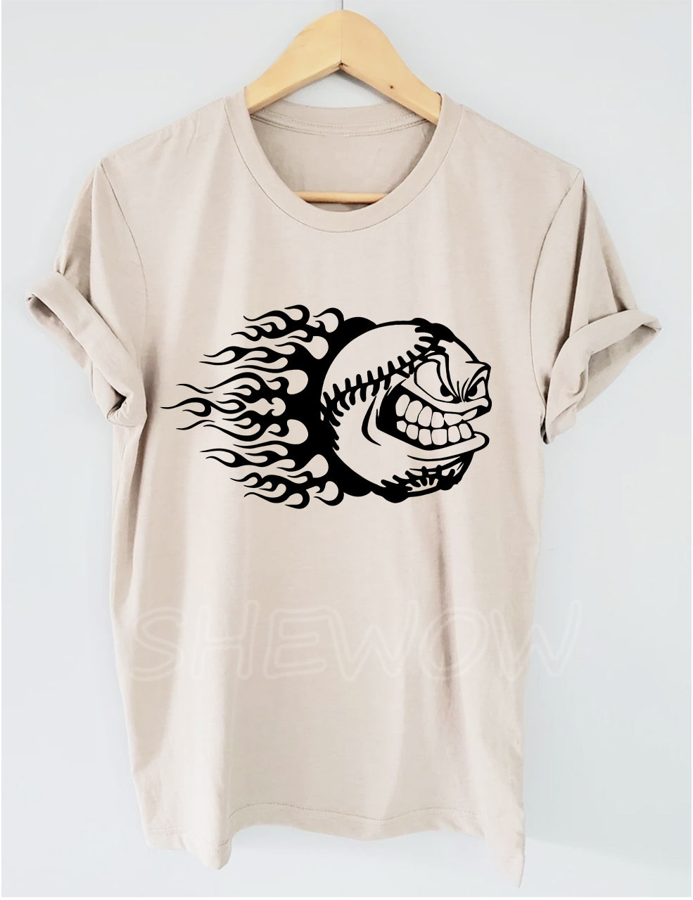 Baseball Cartoon Angry Mean Face Fastball T-shirt