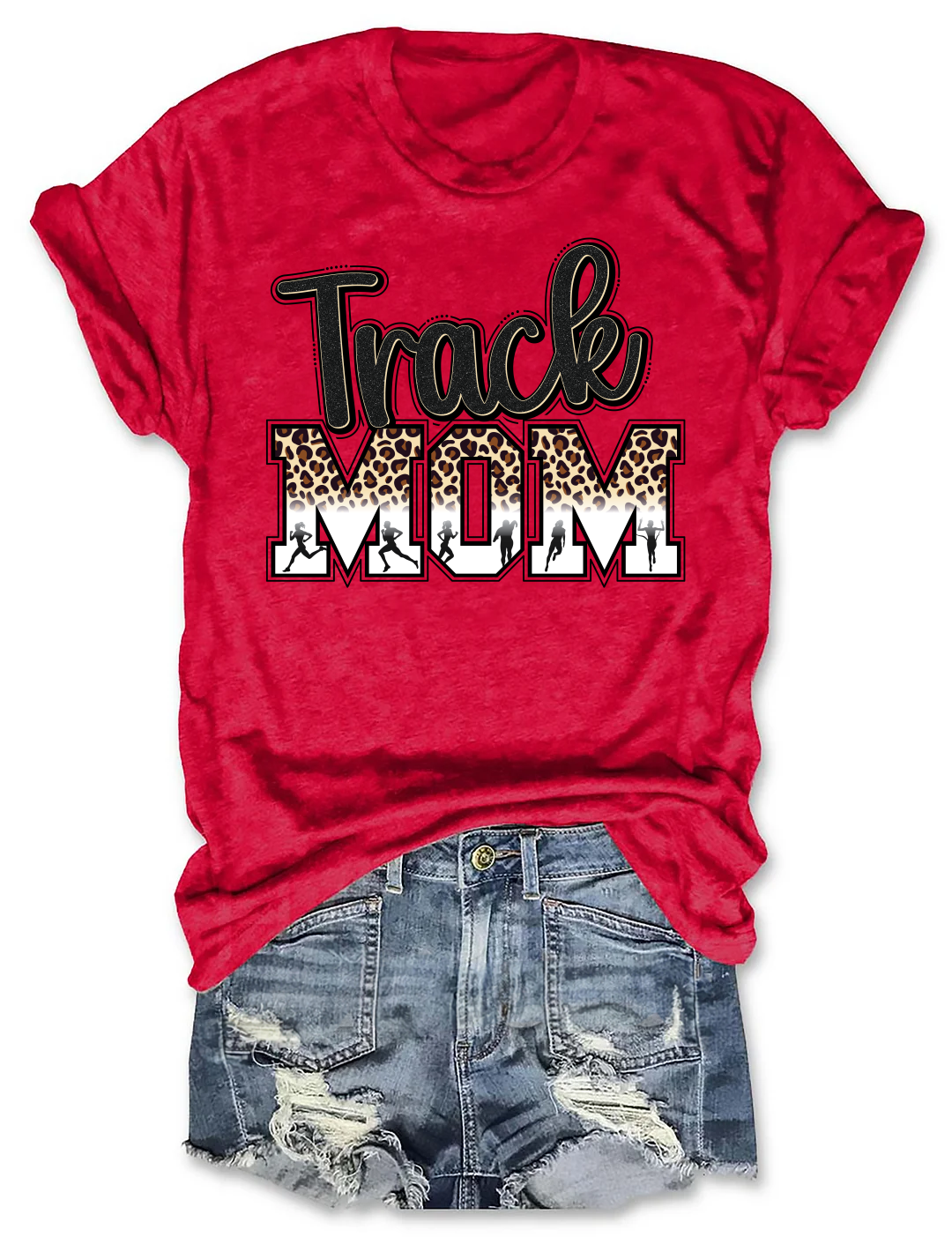 Track And Field Mom Leopard T-shirt