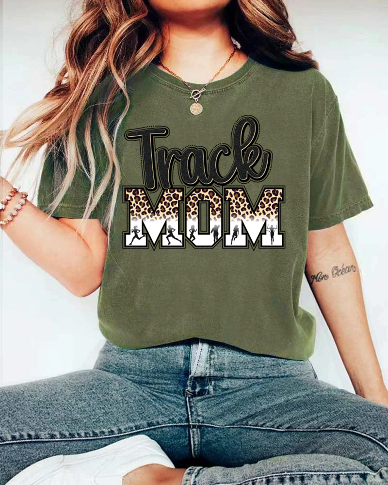Track And Field Mom Leopard T-shirt
