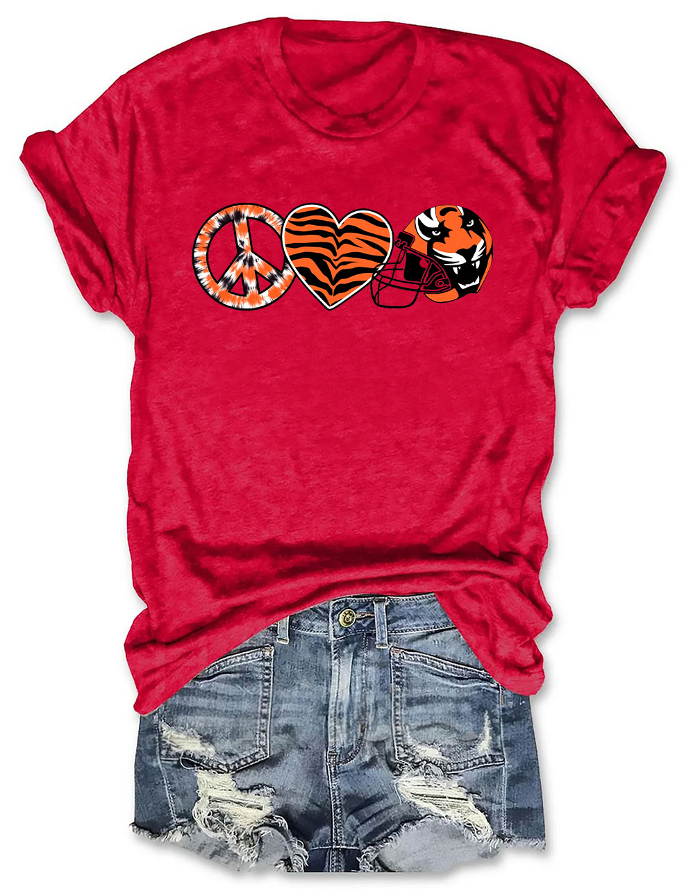 Peace And Love Tiger Bengals Cincinnati Football T-Shirt
