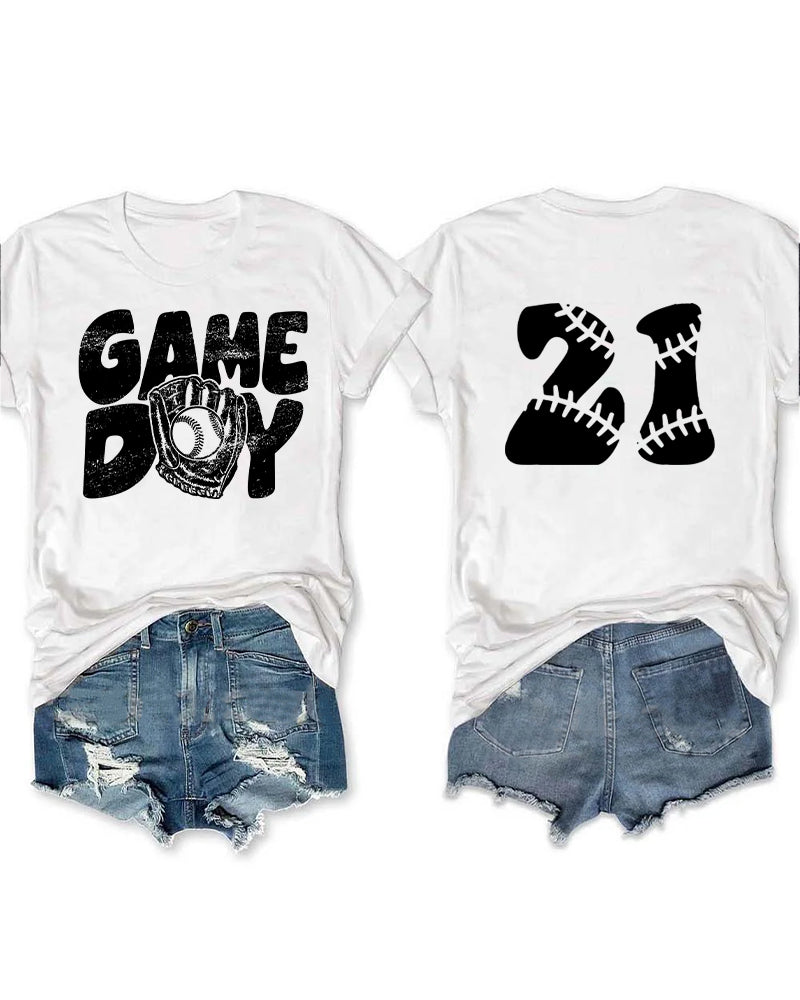 Game Day Baseball Personalized Number T-shirt