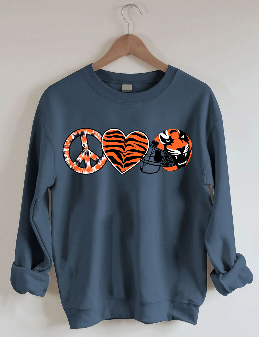 Peace And Love Tiger Bengals Cincinnati Football Sweatshirt