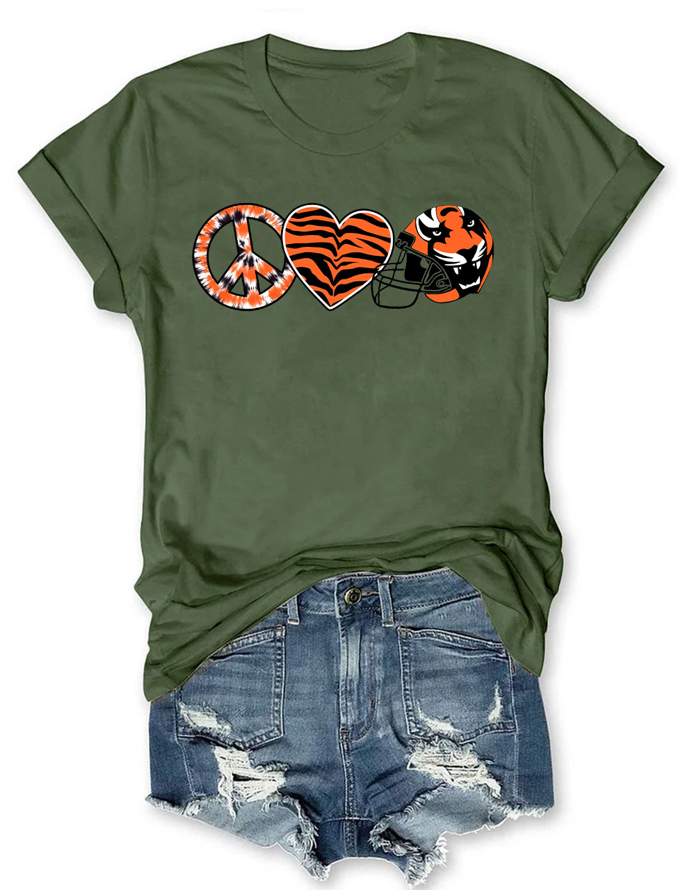 Peace And Love Tiger Bengals Cincinnati Football T-Shirt
