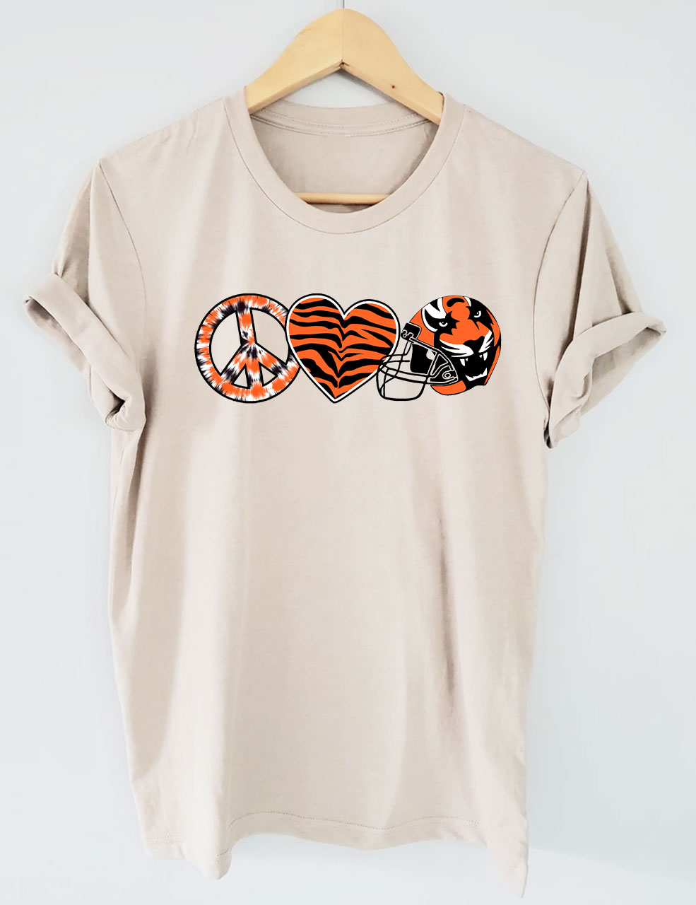 Peace And Love Tiger Bengals Cincinnati Football T-Shirt