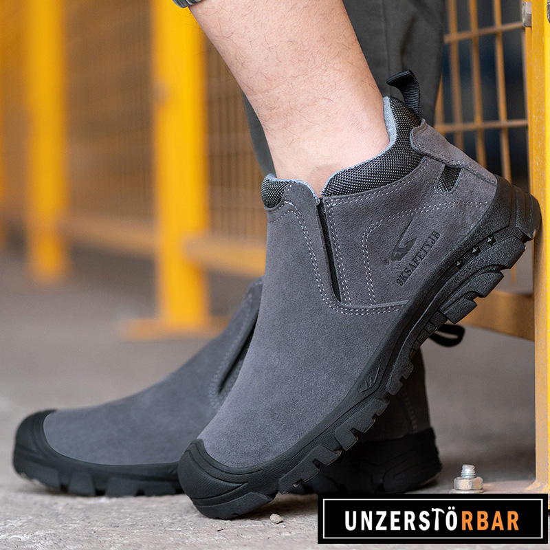 LEDER-SCHWARZ-UNZERSTÖRBAR-Sicherheitsschuhe-Arbeitsschuhe