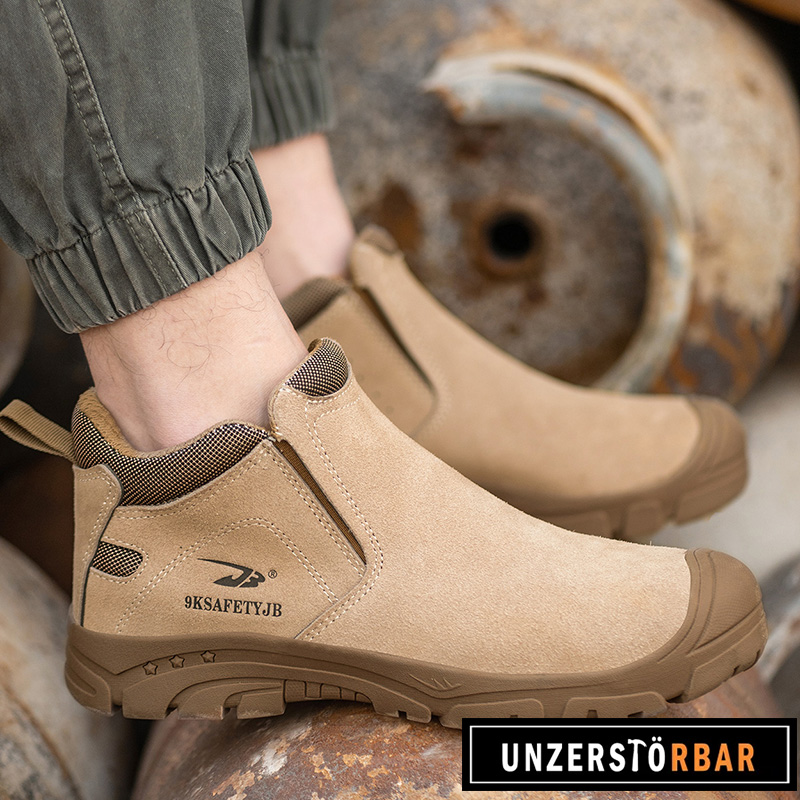 LEDER-KHAKI-UNZERSTÖRBAR-Sicherheitsschuhe-Arbeitsschuhe