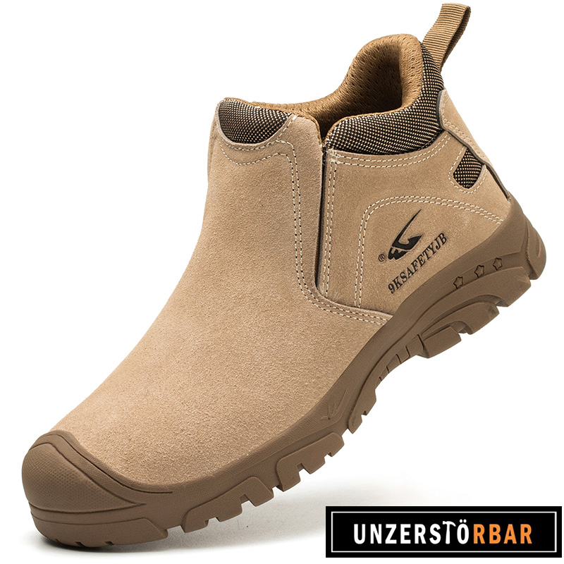 LEDER-KHAKI-UNZERSTÖRBAR-Sicherheitsschuhe-Arbeitsschuhe
