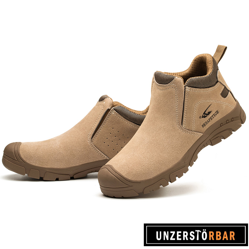 LEDER-KHAKI-UNZERSTÖRBAR-Sicherheitsschuhe-Arbeitsschuhe