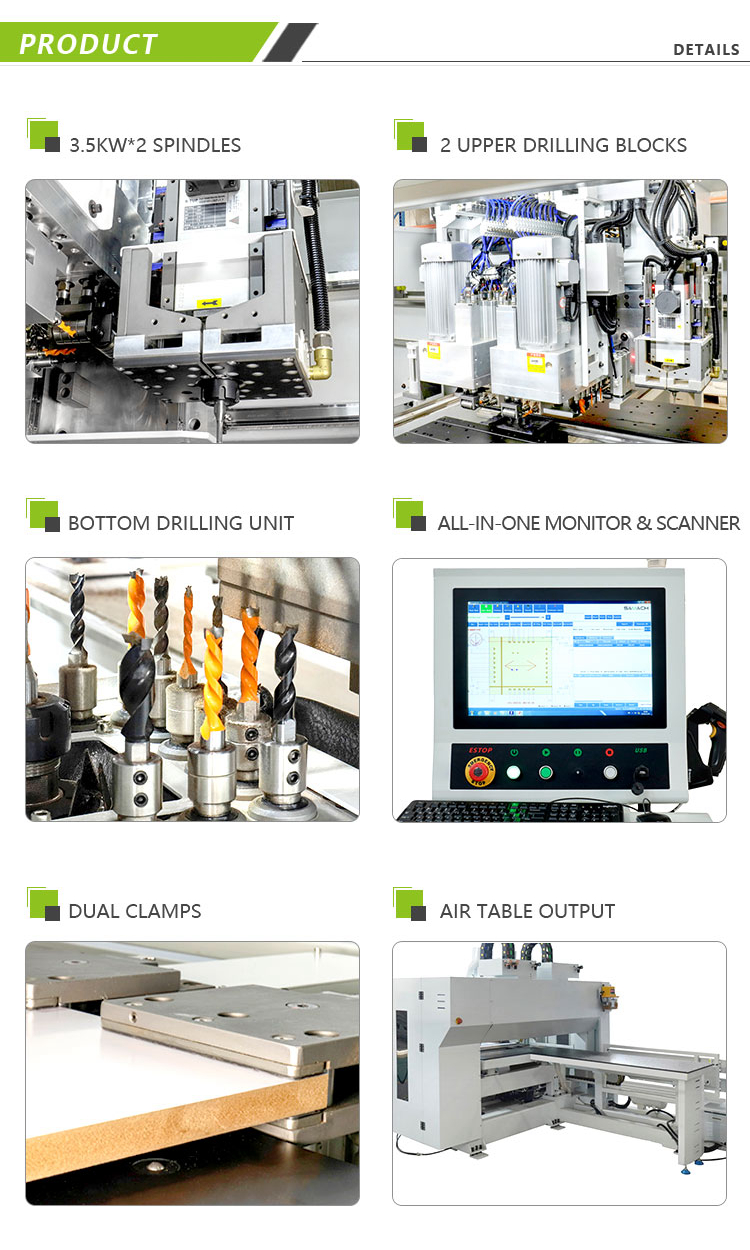 Double Spindles CNC 6 Sides Drilling Machine