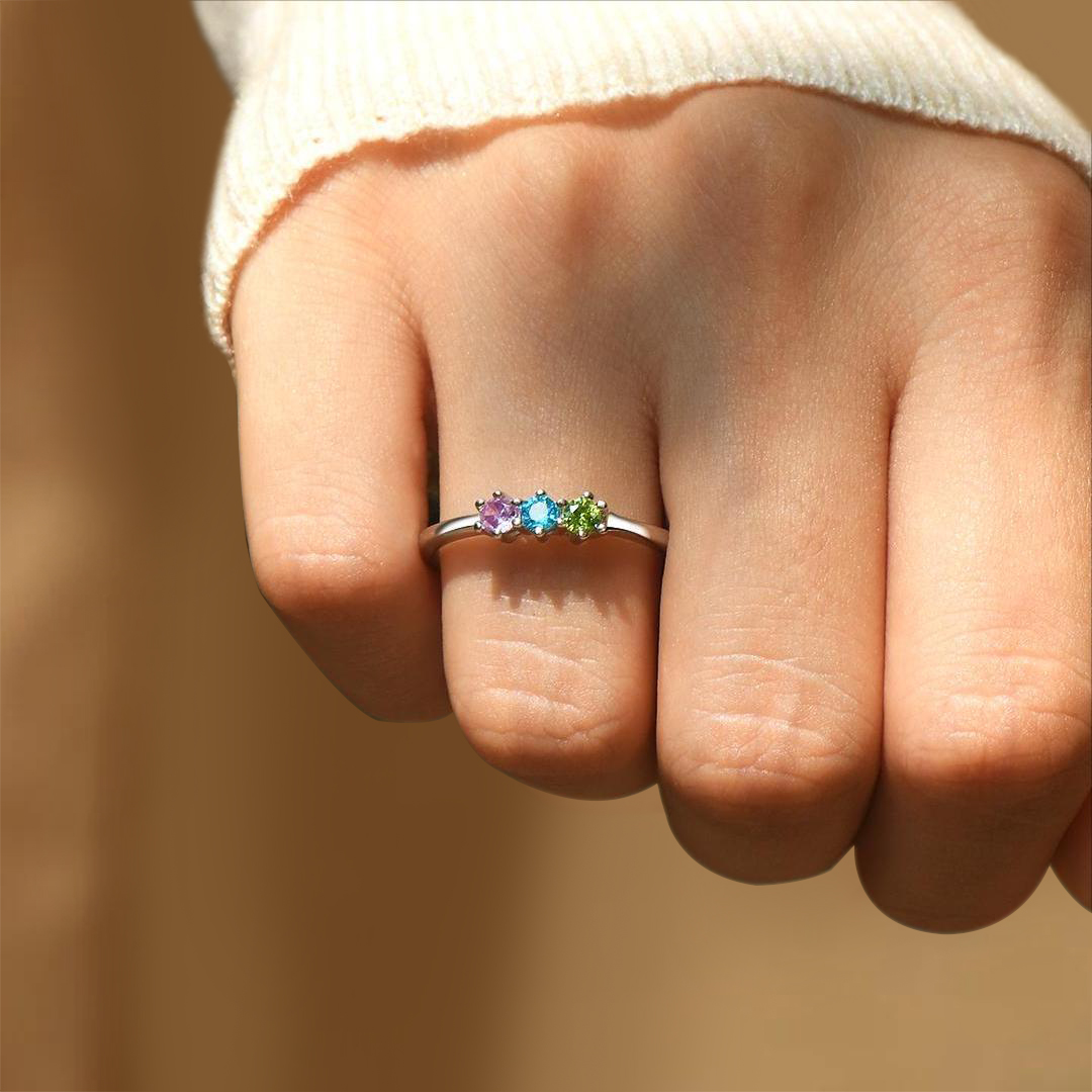 Sterling Silver Minimalist Personalized Birthstone Ring
