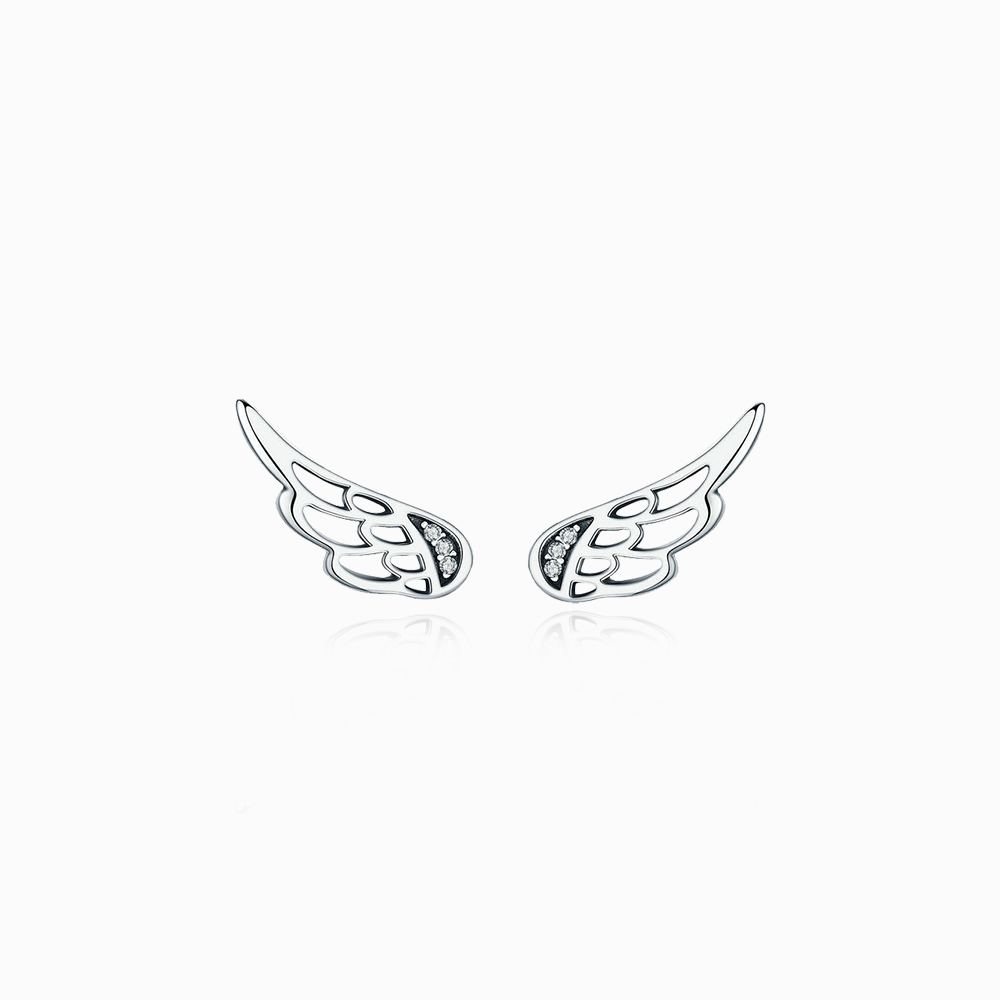 Retro Fairy Wings Sterling Silver Stud Earrings