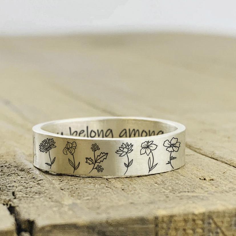 Birth Month Flower Ring Gifts For Nature Lovers As Christmas / Aniversary Gift