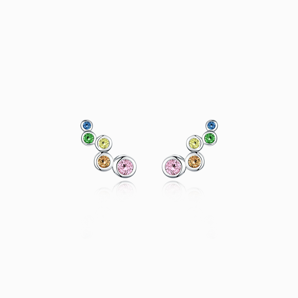Elegant Shine Color Circles Sterling Silver Ear Climbers