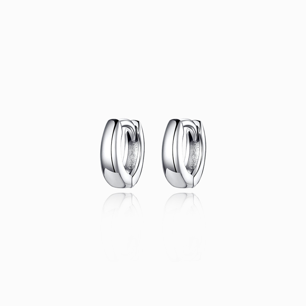 White Circle Sterling Silver Tube Hoop Earrings