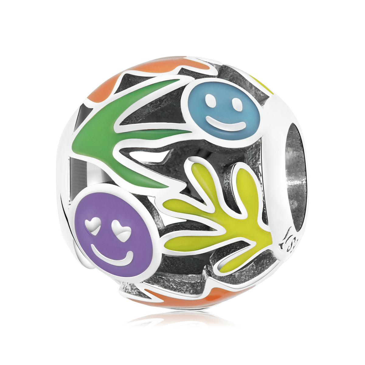 Plants Grass Smile Face Sterling Silver Charm Beads