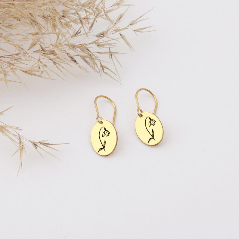 Stylish Dangling Birth Flower Earrings Personalized Christmas Gifts Says Love