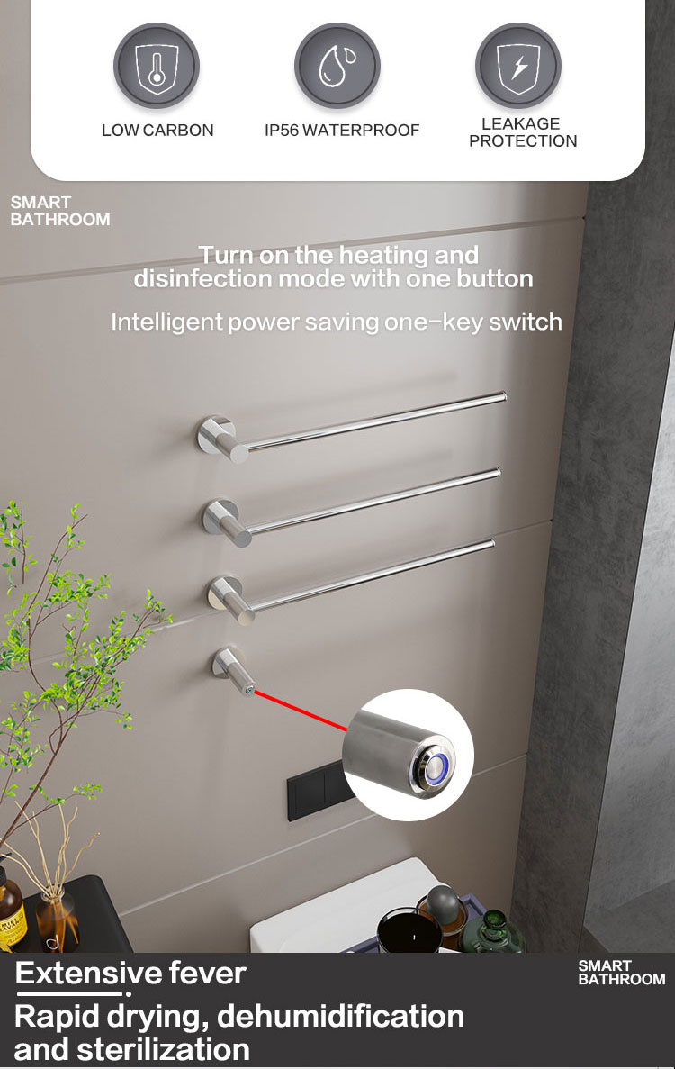 Wall-mounted heated towel rail installation example