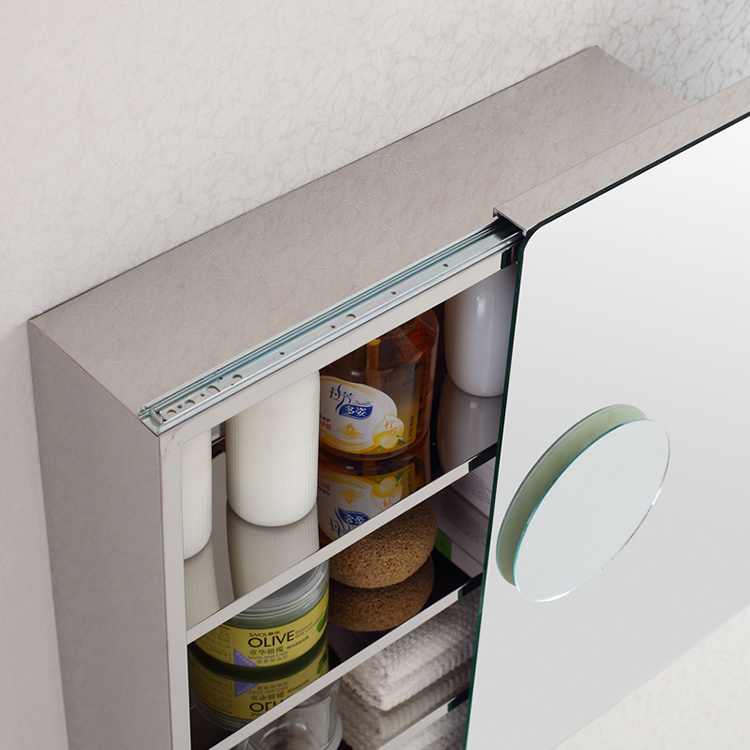 JQS Wholesale Wall Mounted Stainless Steel Corner Toilet Mirror Cabinet