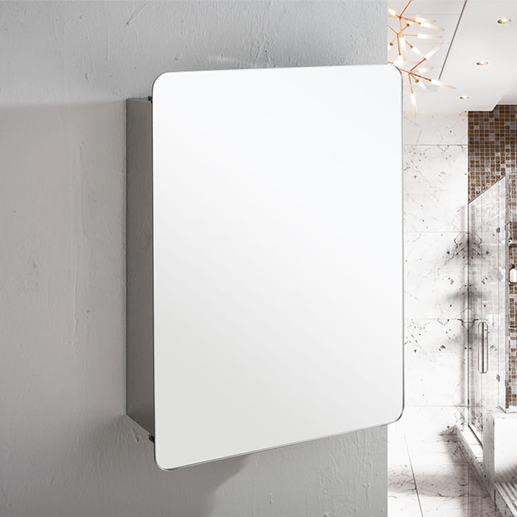 JQS Wholesale Wall Mounted Stainless Steel Corner Toilet Mirror Cabinet