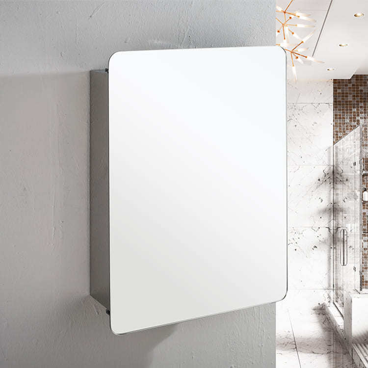 JQS Wholesale Wall Mounted Stainless Steel Corner Toilet Mirror Cabinet