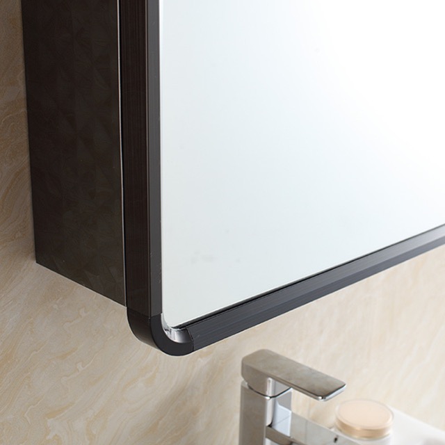 Matt Black Bathroom Mirror with Stainless Steel Frame
