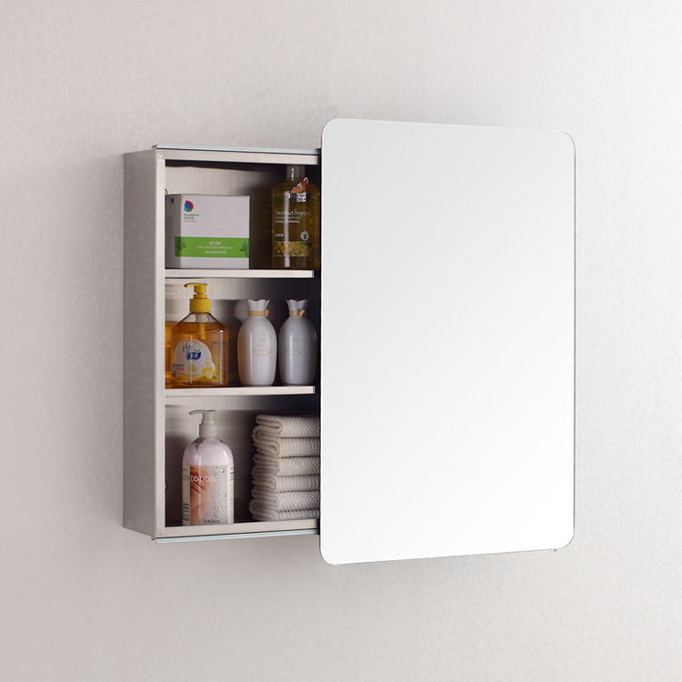 JQS Wholesale Wall Mounted Stainless Steel Corner Toilet Mirror Cabinet