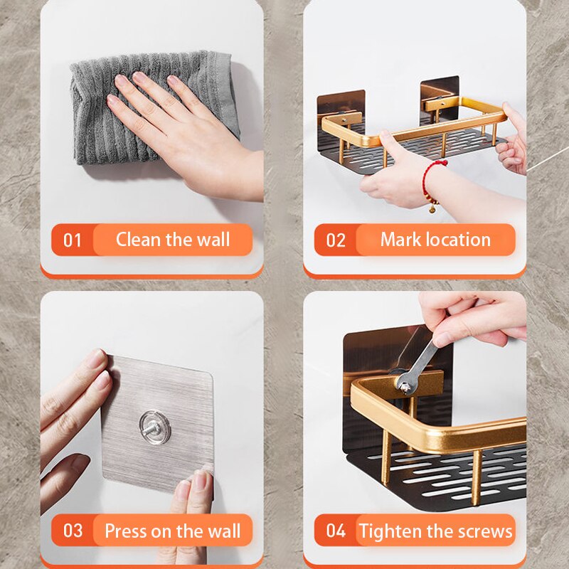 Modern bathroom mesh shelf match